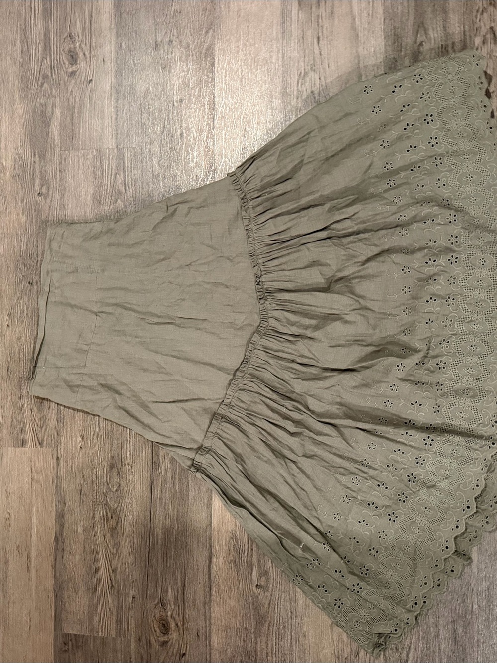All Saints Olive Eyelet A-Line Skirt
